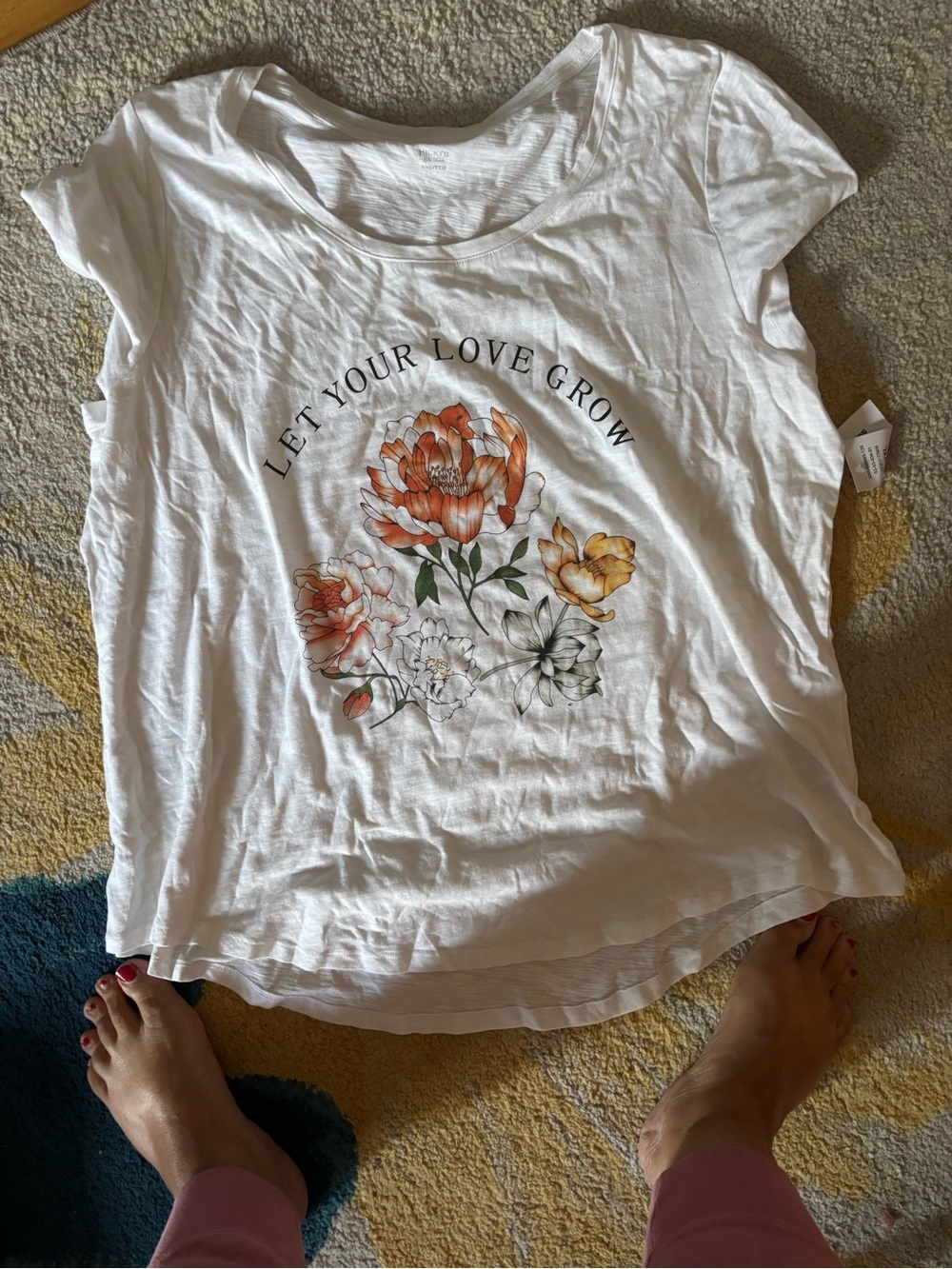 Ricki's White Tee with Orange & Yellow Floral Graphic
